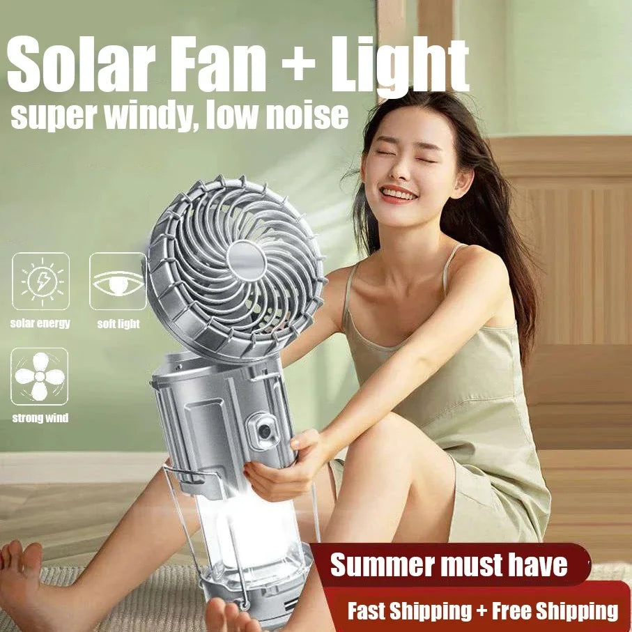 Outdoor Solar Camping Light Portable With Fan Solar Charge